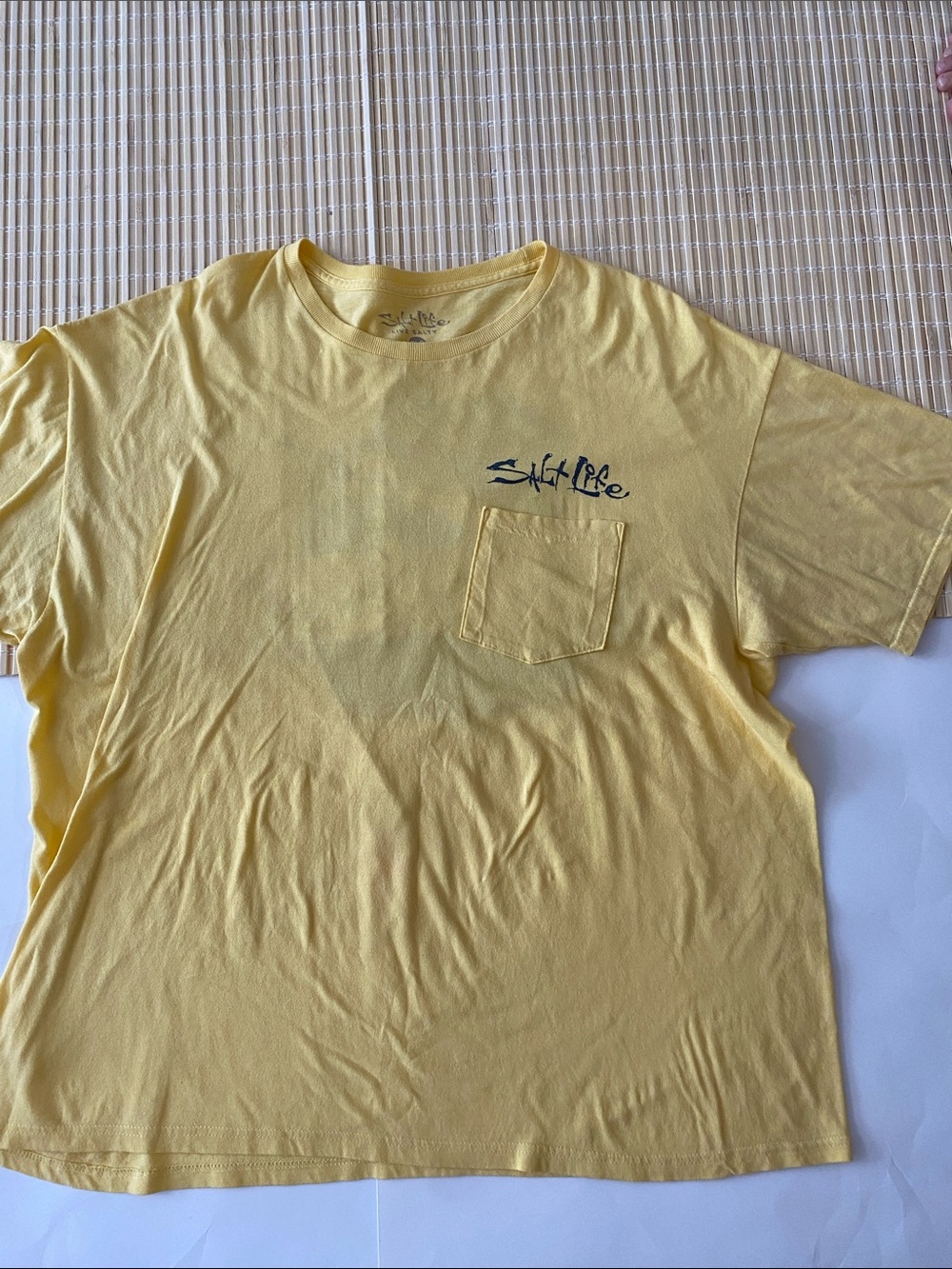 Salt Life Men’s Pale Yellow Pocket Tee with Script Logo
